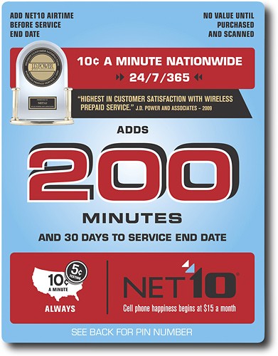  NET10 - 200-Minute Prepaid Wireless Airtime Card