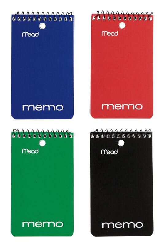 Mead - 3 in. W X 5 in. L Wide Ruled Spiral Assorted Memo Book
