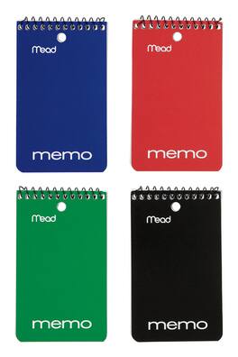 Mead - 3 in. W X 5 in. L Wide Ruled Spiral Assorted Memo Book