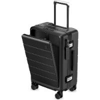 LUGGEX - 21" Zipperless Carry On Front Laptop TSA Lock Spinner Suitcase 38L for Business Travel - ZX-Pro - Black