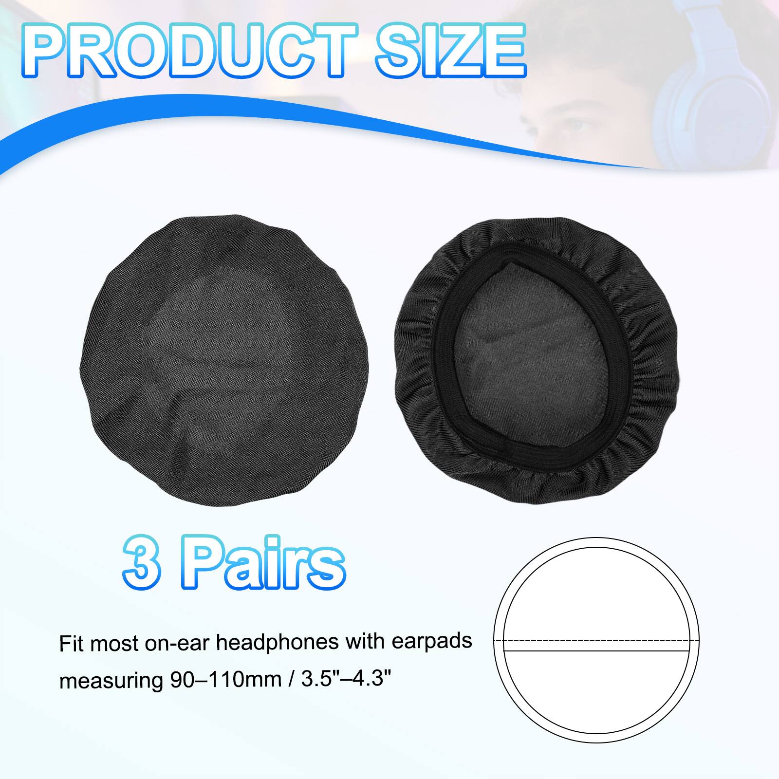 PRODUCT SIZE

3 Pairs

Fit most on-ear headphones with earpads measuring 90-110mm / 3.5"-4.3"