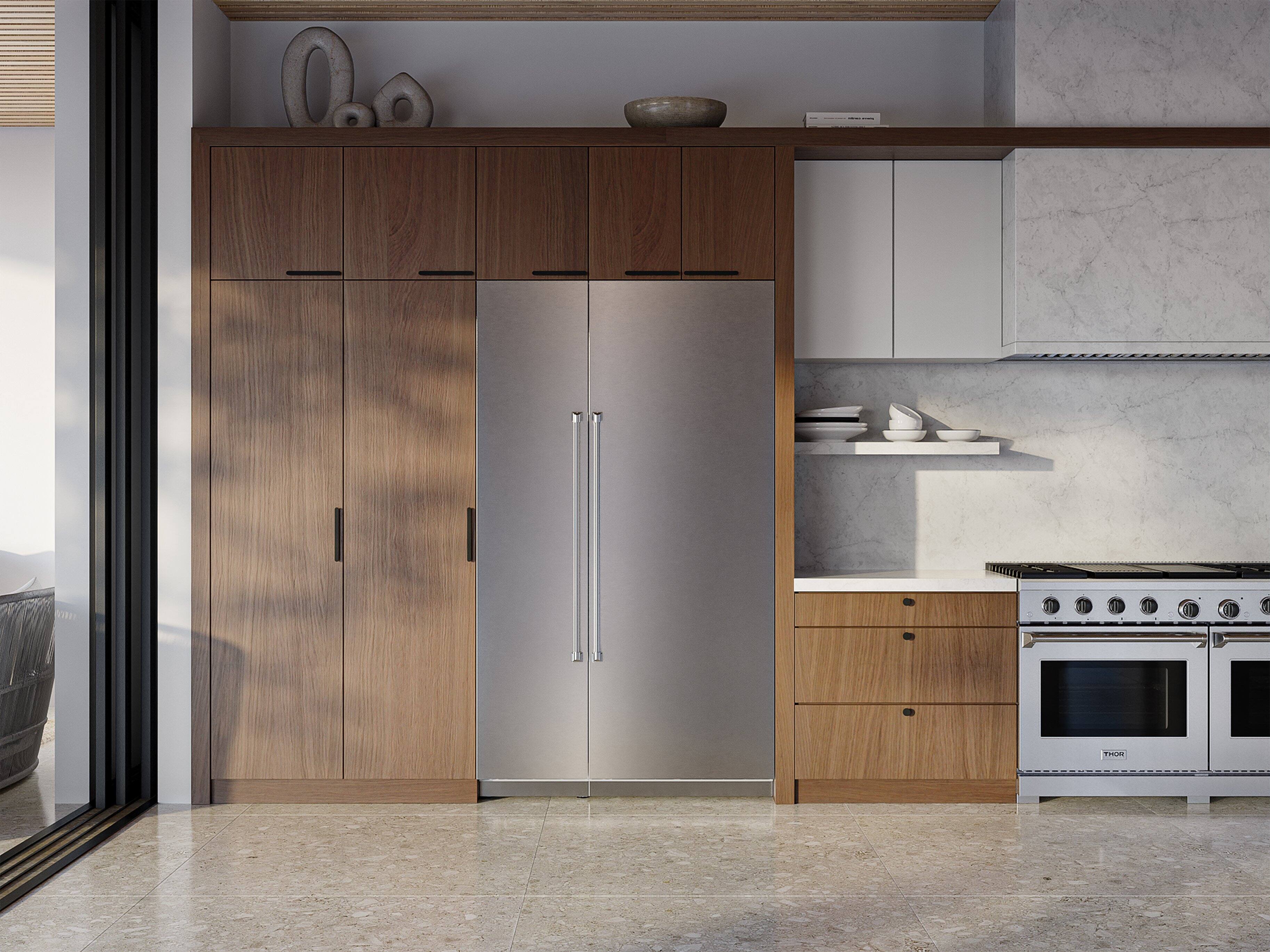 Alt View 2. Thor Kitchen - 8.6-Cu. Ft. Upright Built In Column Freezer with Stainless Steel Panels - Stainless steel.