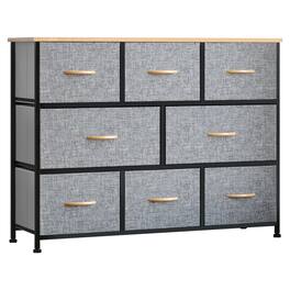 Homcom - 8-Drawer 3-Tier Dresser, Fabric Storage Tower Unit w/ Steel Frame - Gray