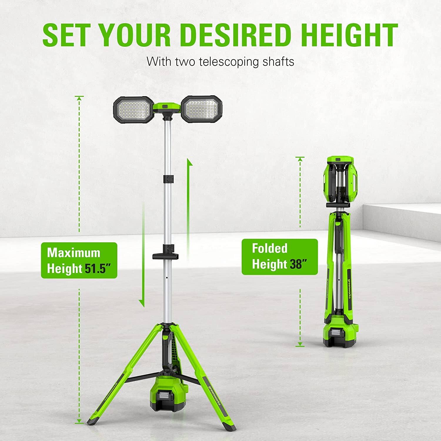 SET YOUR DESIRED HEIGHT  
With two telescoping shafts  

Maximum Height 51.5"  
Folded Height 38"