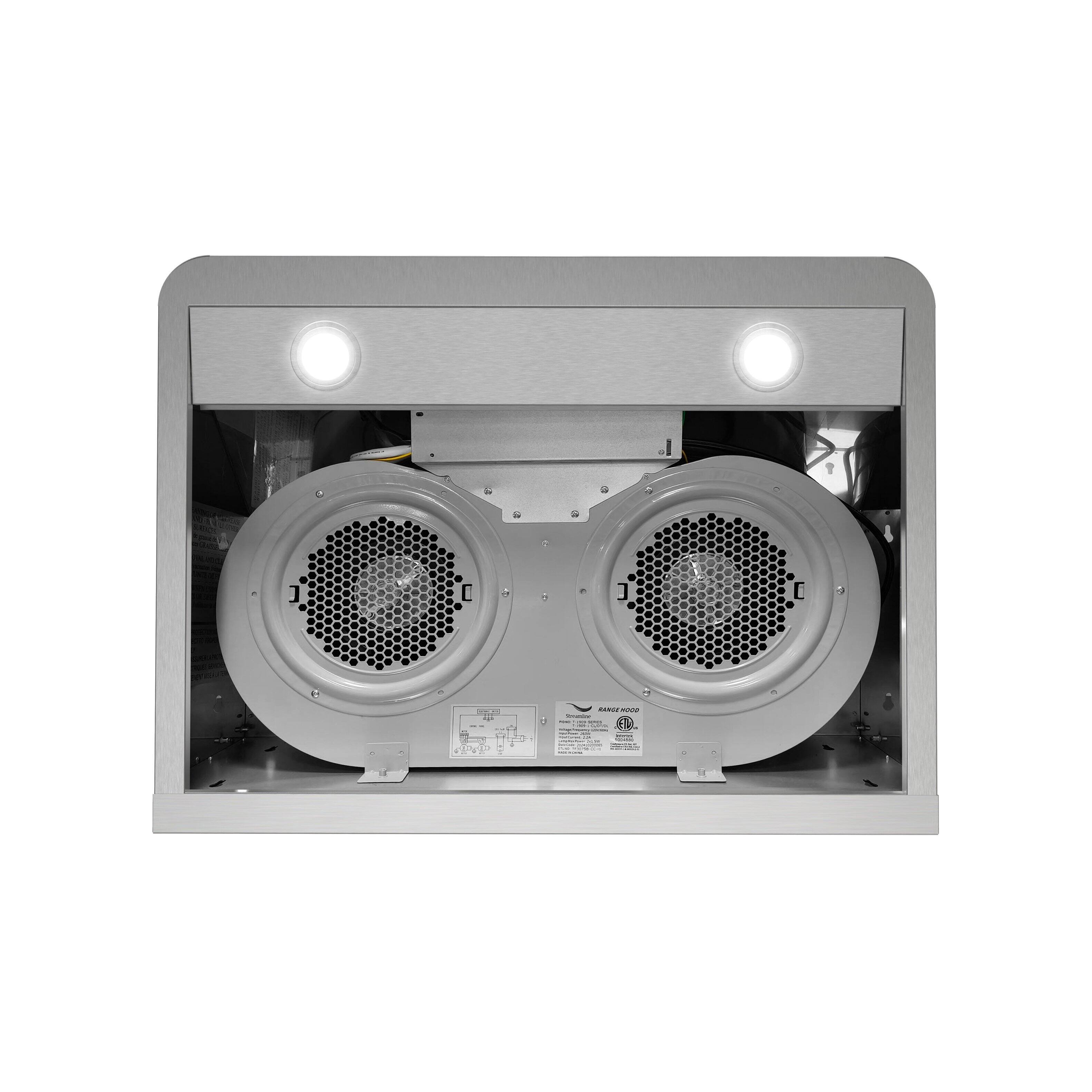 Alt View 9. Streamline - 30 in. Merlara Convertible Undermount 406 CFM Range Hood, Baffle Filters, Touchpad Control, LED Lights - Brushed Stainless Steel.