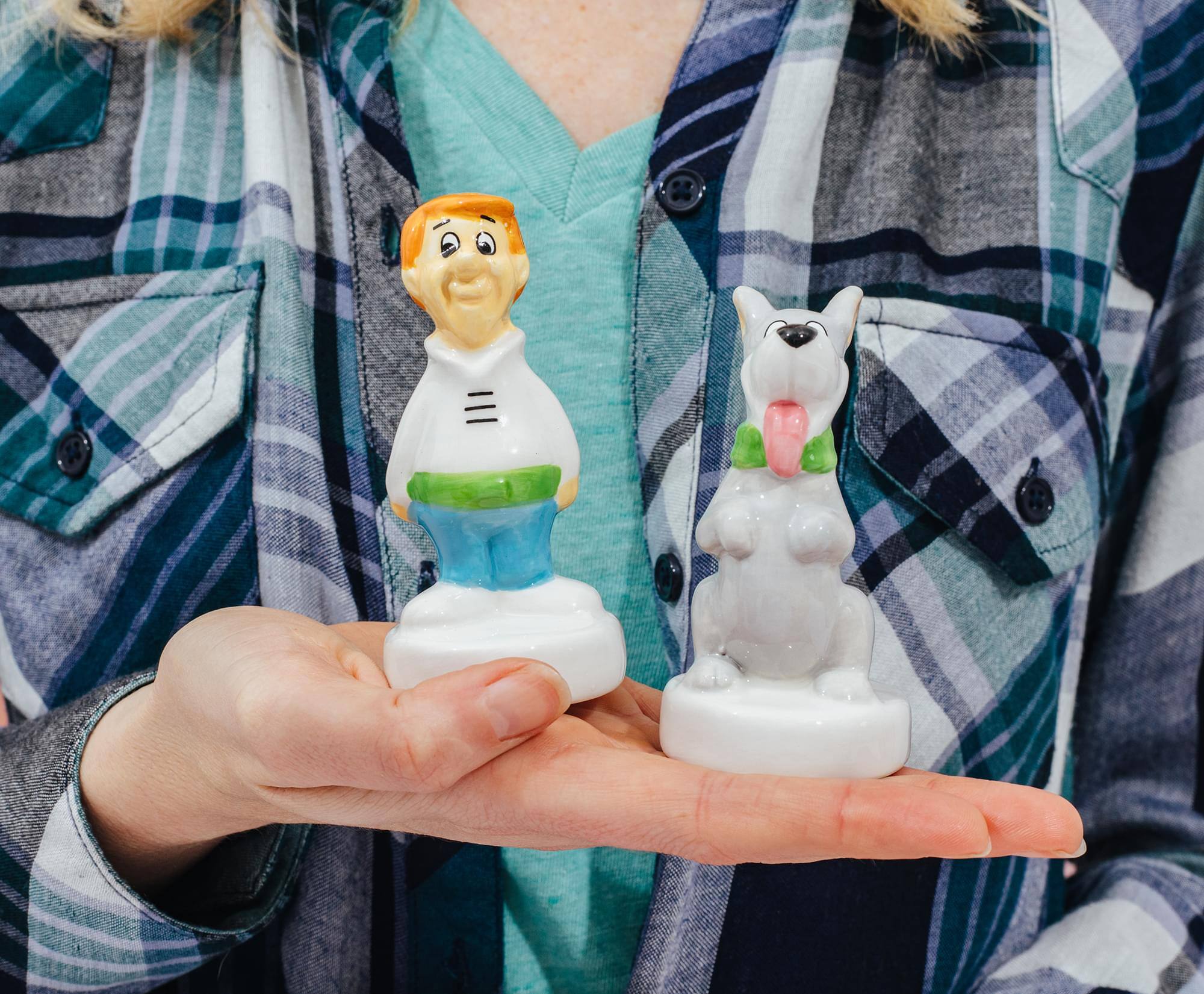 Alt View 4. Silver Buffalo - The Jetsons George and Astro Ceramic Salt and Pepper Shaker Set - White.