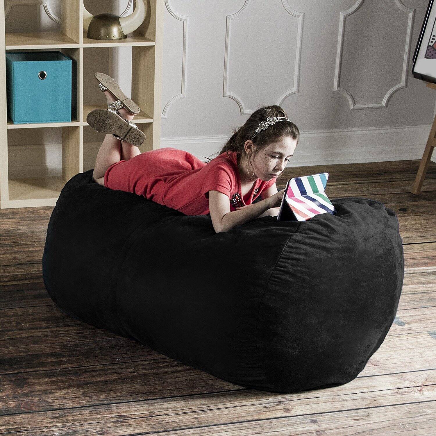 Alt View 1. Jaxx - Jaxx Sofa Saxx 4-foot Bean Bag Lounger, Black - Black.