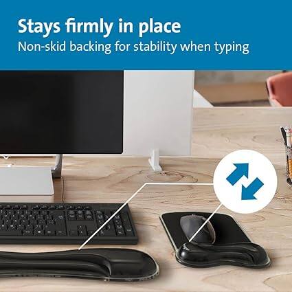 Stays firmly in place  
Non-skid backing for stability when typing