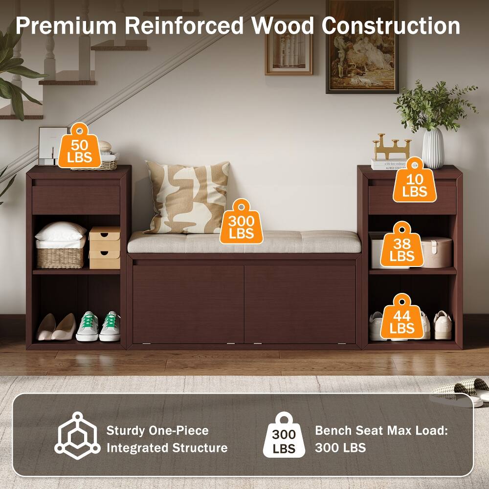 Premium Reinforced Wood Construction

50 LBS

300 LBS

10 LBS

38 LBS

44 LBS

Sturdy One-Piece Integrated Structure

Bench Seat Max Load: 300 LBS
