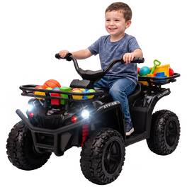 Qaba - Ride on ATV, 4 Wheeler for Kids with Dual Motors, Soft Start, Battery Display, Music - Black
