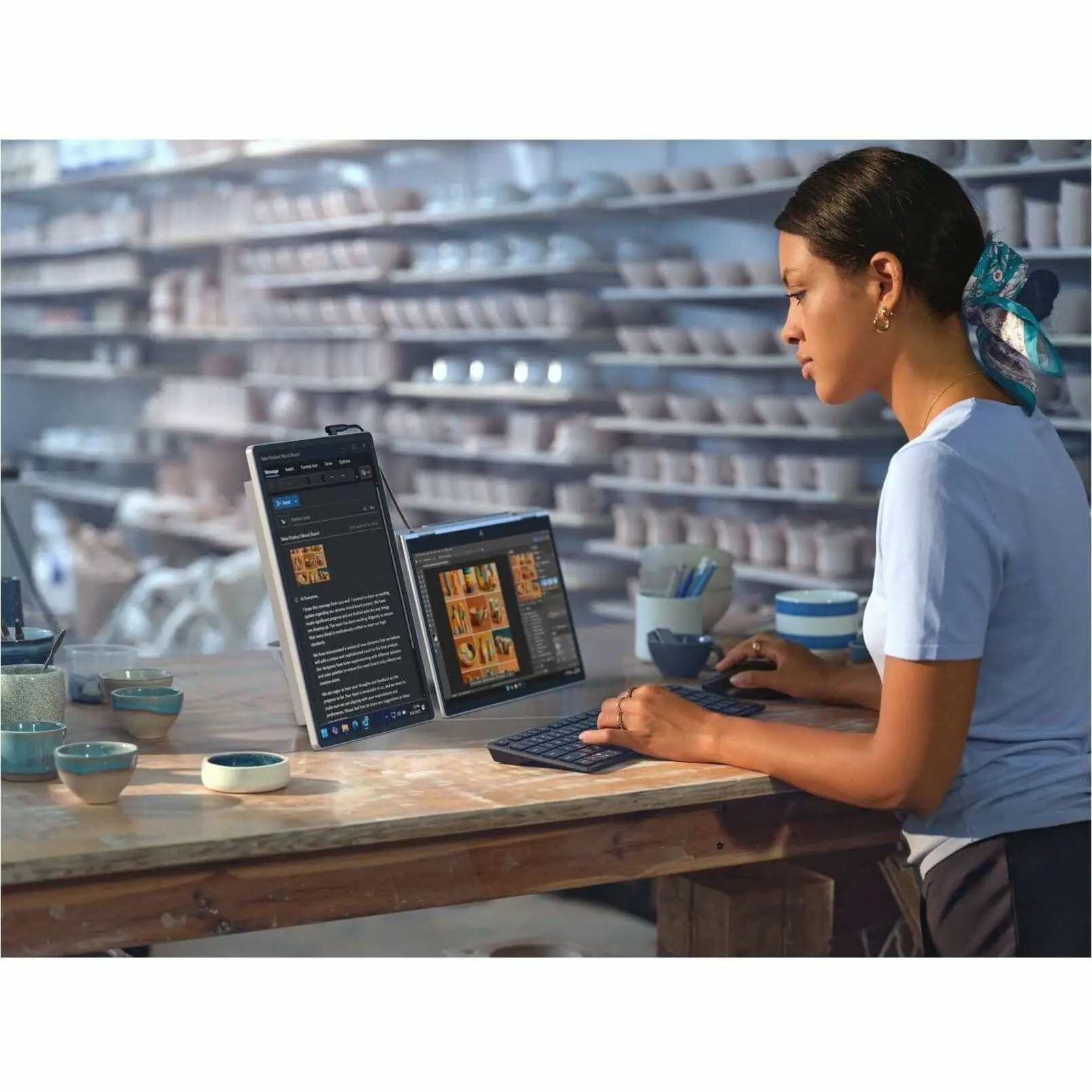 Alt View 25. HP - 14.3" IPS LED 75Hz Monitor (USB) - Silver.