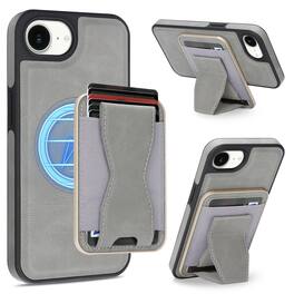 Dteck - Magnetic Case for Apple iPhone 17e / 16e,Detachable Card Wallet Kickstand Shell,Shockproof 2-in-1 Faux Leather Cover - Gray