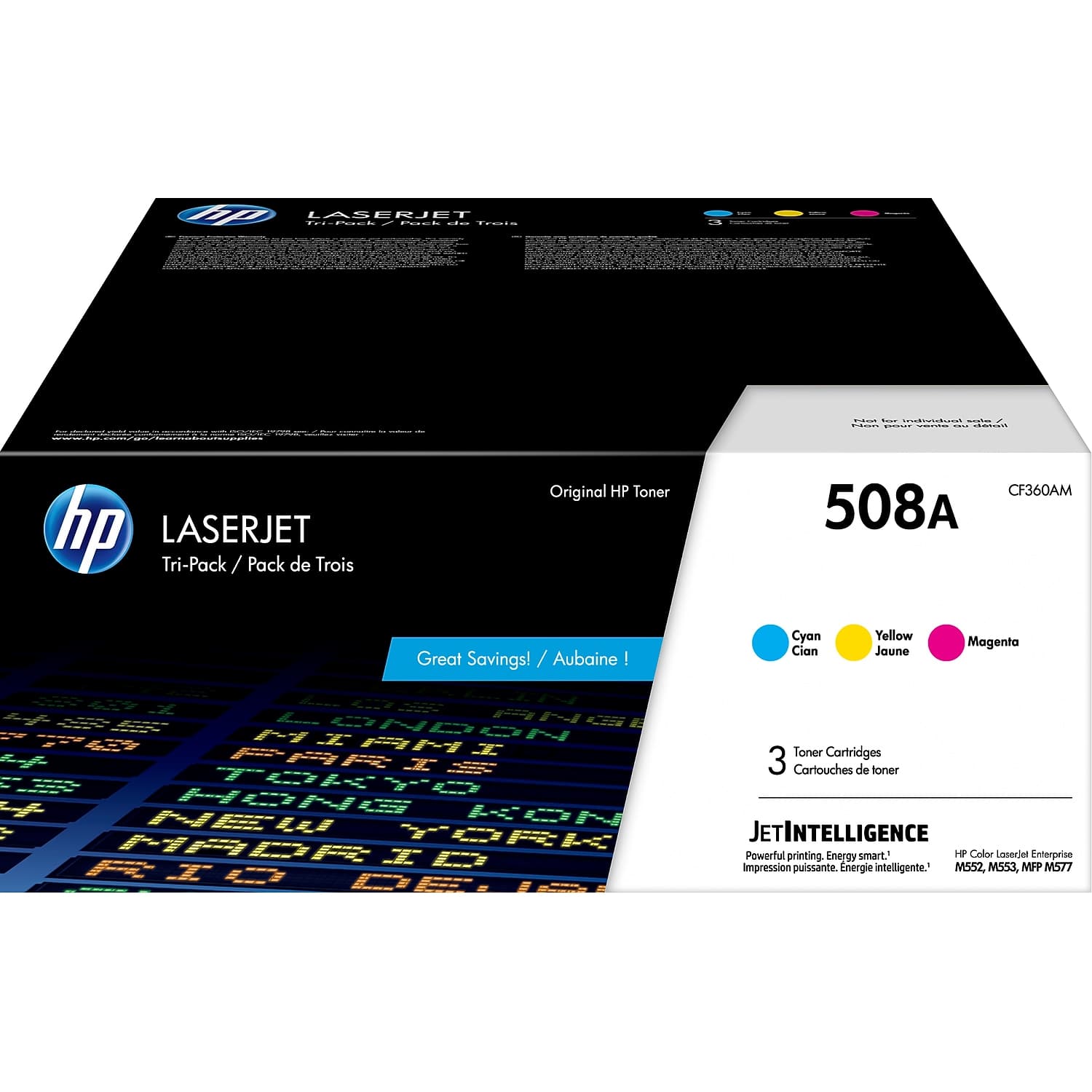 HP - 508A Standard Yield Toner Cartridge, 3/Pack (CF360AM) - Cyan/Magenta/Yellow