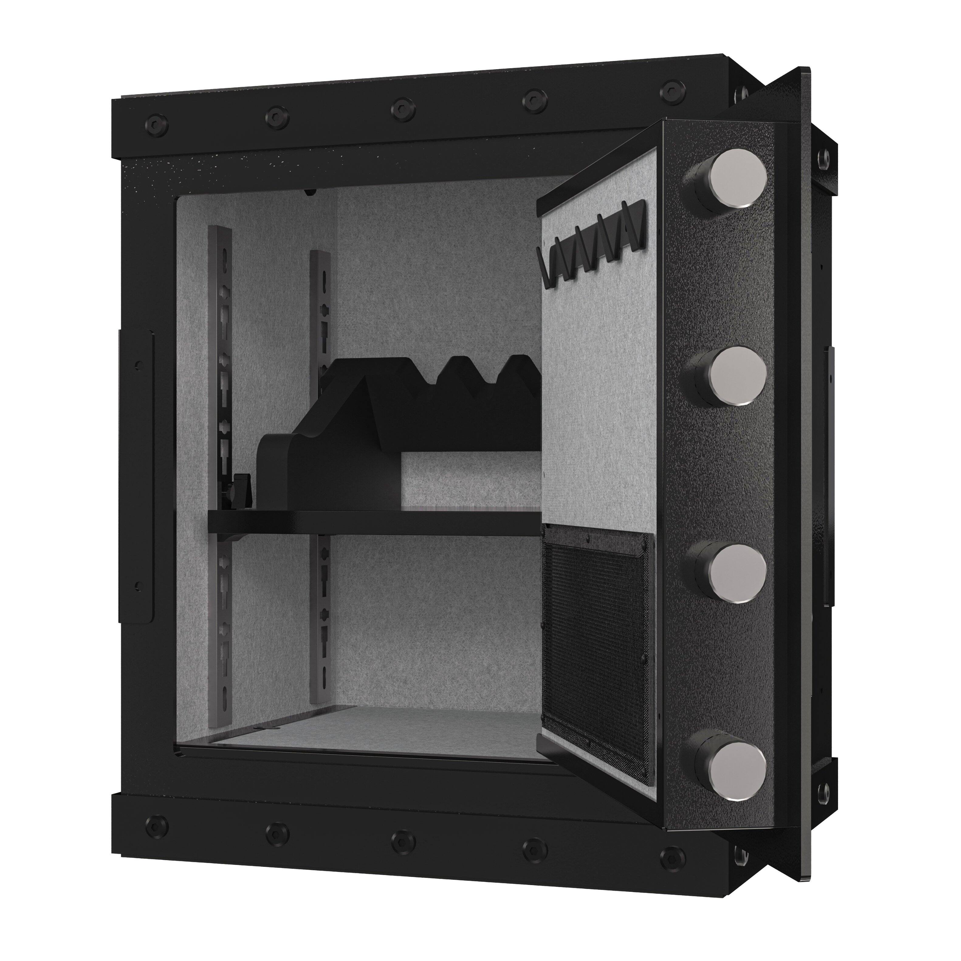 Left. GOODSILO - Large Digital Safe - Steel Security Box for Home & Office - Three-Lock System - Black.
