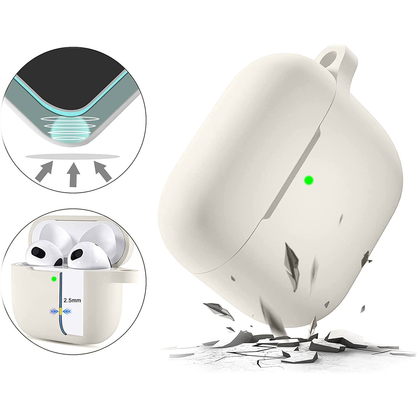 Alt View 13. SaharaCase - Venture Series Silicone Combo Kit Case for Apple AirPods (3rd Generation) - Glow White.