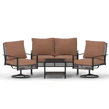 Front. Ainfox - Ainfox 4pcs Patio Furniture Set For Backyard Balcony Poolside Garden - Brown.