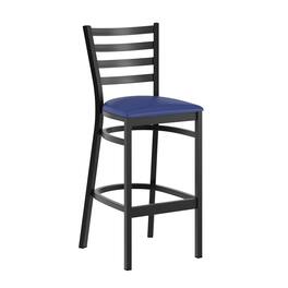 Flash Furniture - HERCULES Black Ladder Back Metal Restaurant Barstool - Vinyl Seat - Blue