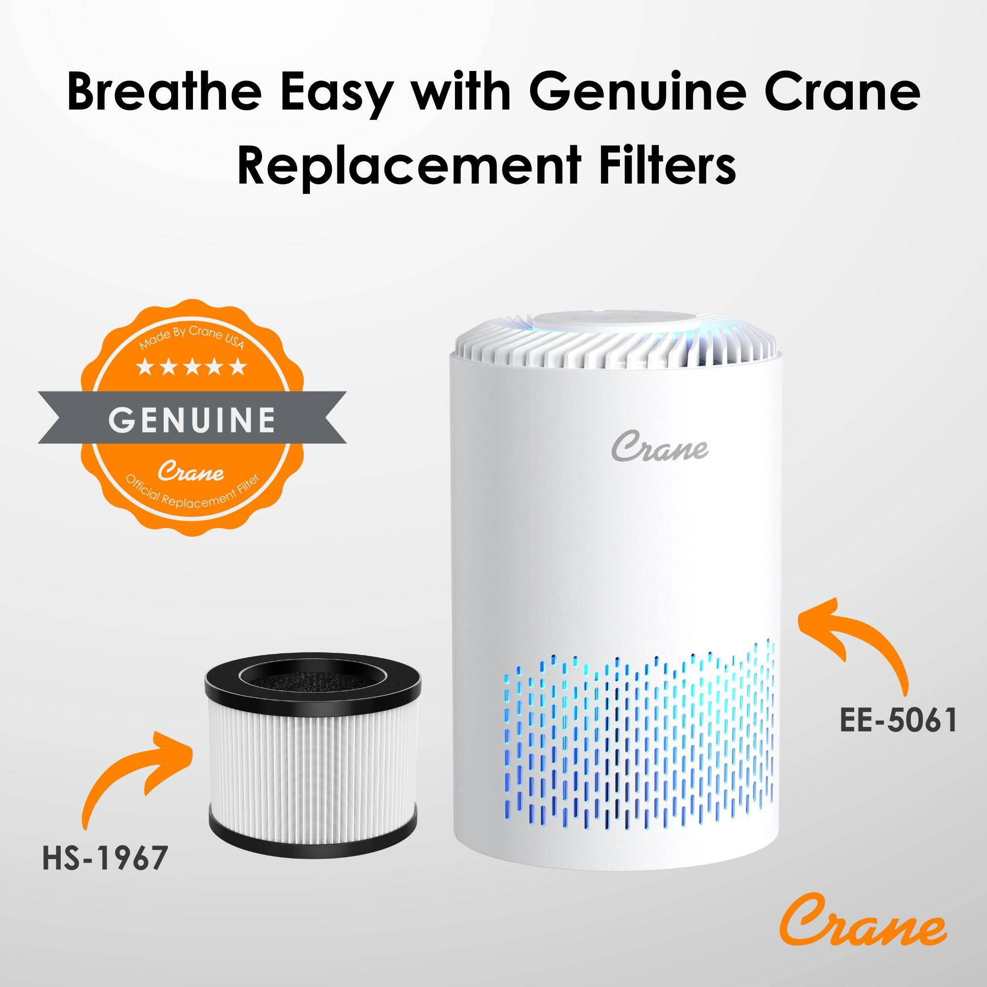 Breathe Easy with Genuine Crane Replacement Filters

Made By Crane USA  
Official Replacement Filter

GENUINE Crane

HS-1967  
EE-5061