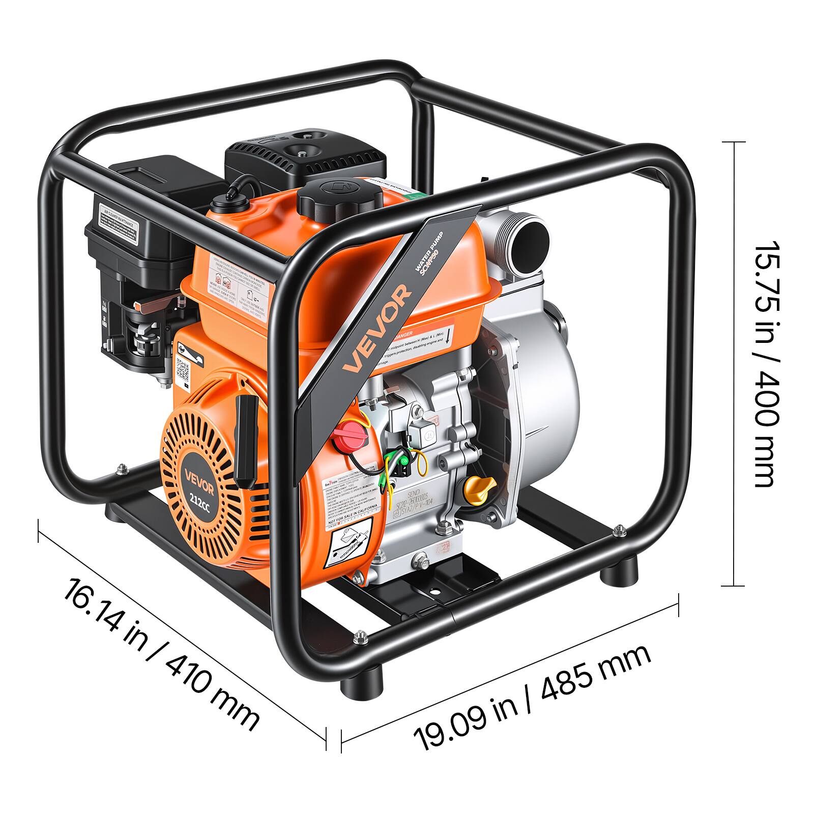 H De TR A Ada VEVOR 212cc n I 3 3C VEVOR C: - 2N3 STN KP AR PE D CAT 15.75 in / 400 mm 16.14 in / 410 mm 19.09 in / 485 mm