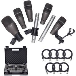 Samson - DK707 7-Piece Drum Microphone Kit + 7x On Stage Mic Cable, 20 ft. XLR Bulk + Value ... - Black