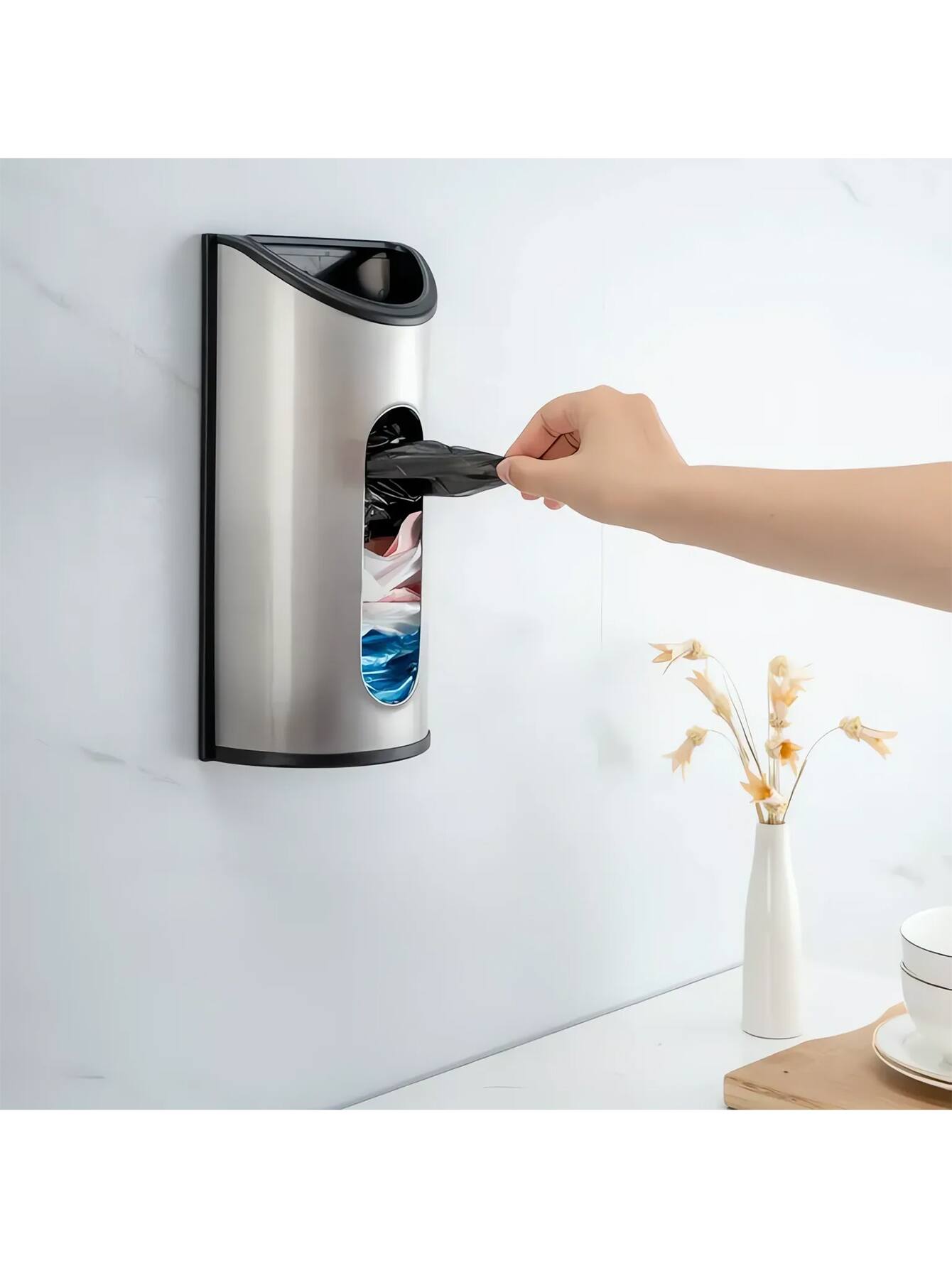 Alt View 2. Malletson - Kitchen Grocery Plastic Bag Holder and Dispenser for Plastic Bags - silver.