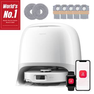 Roborock - Qrevo Curv 5A1 Robot Vacuum and Mop, Effortless, Hygienic Cleaning in Every Corner, Pet and Kid Friendly - White