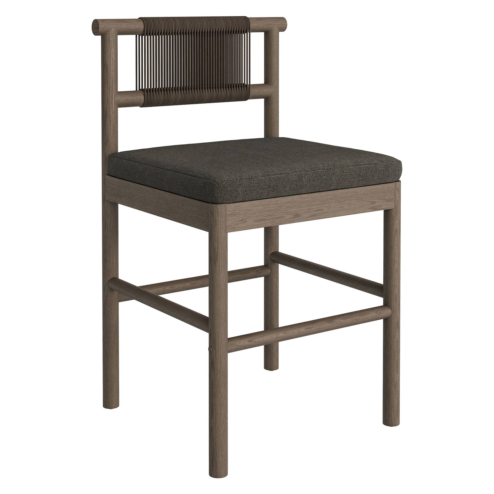 Alt View 2. Modway - Eleni Outdoor Teak Wood Counter Stools Set of 2 by Modway - Weathered Gray Flint.