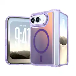 Dteck - Magnetic Fold Case For Apple iPhone Duo Shockproof Rugged Slim Chameleon Gradient Color Frosted Protective Cover - Purple