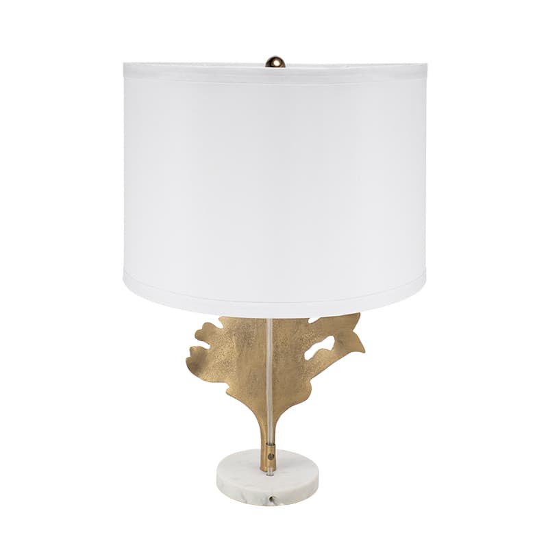 Left. Luckbyte - D13x22.2" Gold White Table Lamp Leaf Design Lamp Shade Assembly Required.