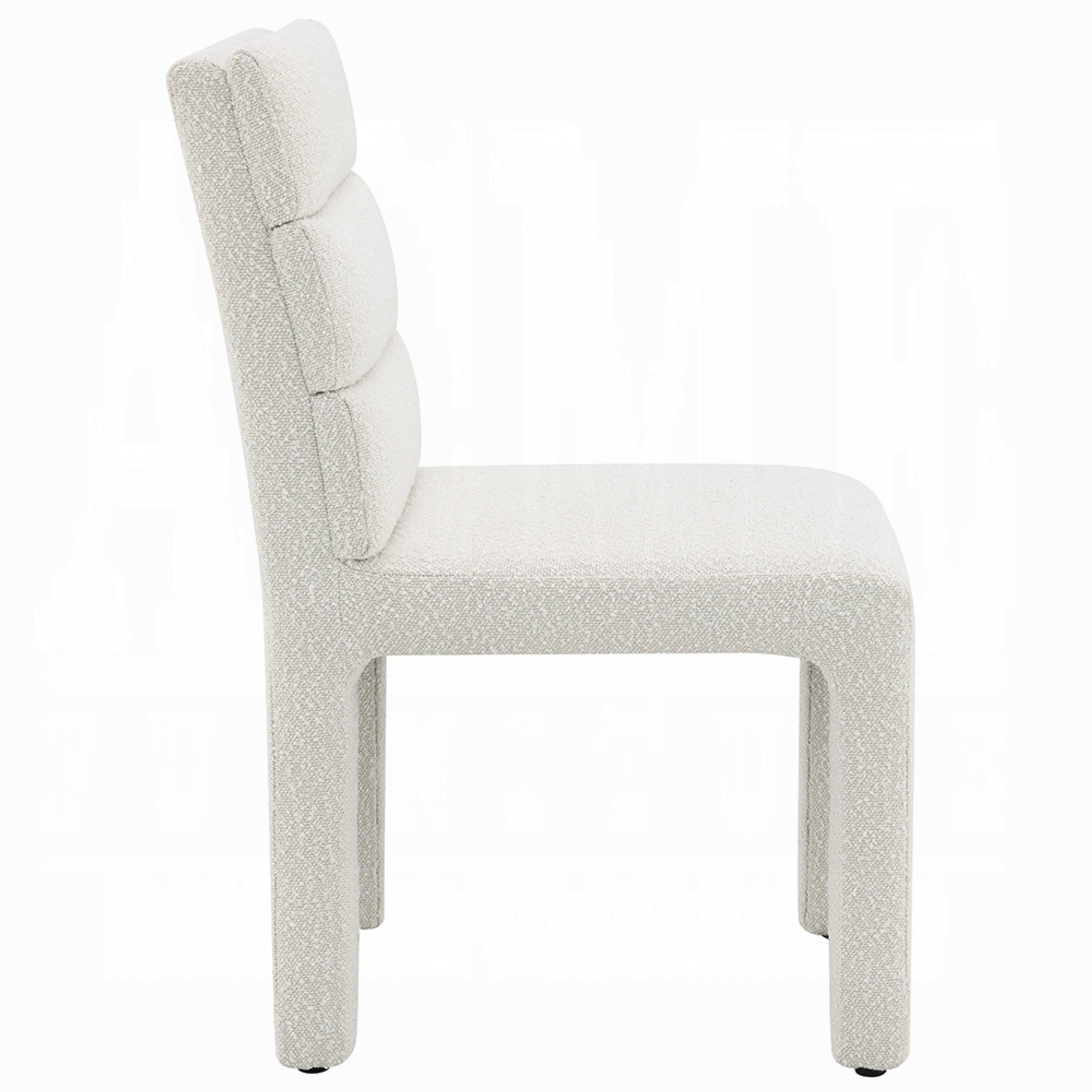Alt View 3. Manhattan Lane - Side Dining Chair Set of 2, Plush White Boucle Seat, Tufted Backrest - White.