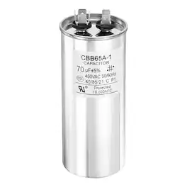 Unique Bargains - 1pc CBB65 Capacitor 70uF 450V Run Round for AC Motor Start HVAC Compressor Generator Air Condenser - Silver