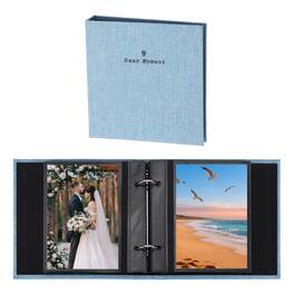 Unique Bargains - Small Photo Album 5.9x5.7 Inch Linen Picture Book, 25 Pages Holds 50 Photos Art Presentation Folder - Blue