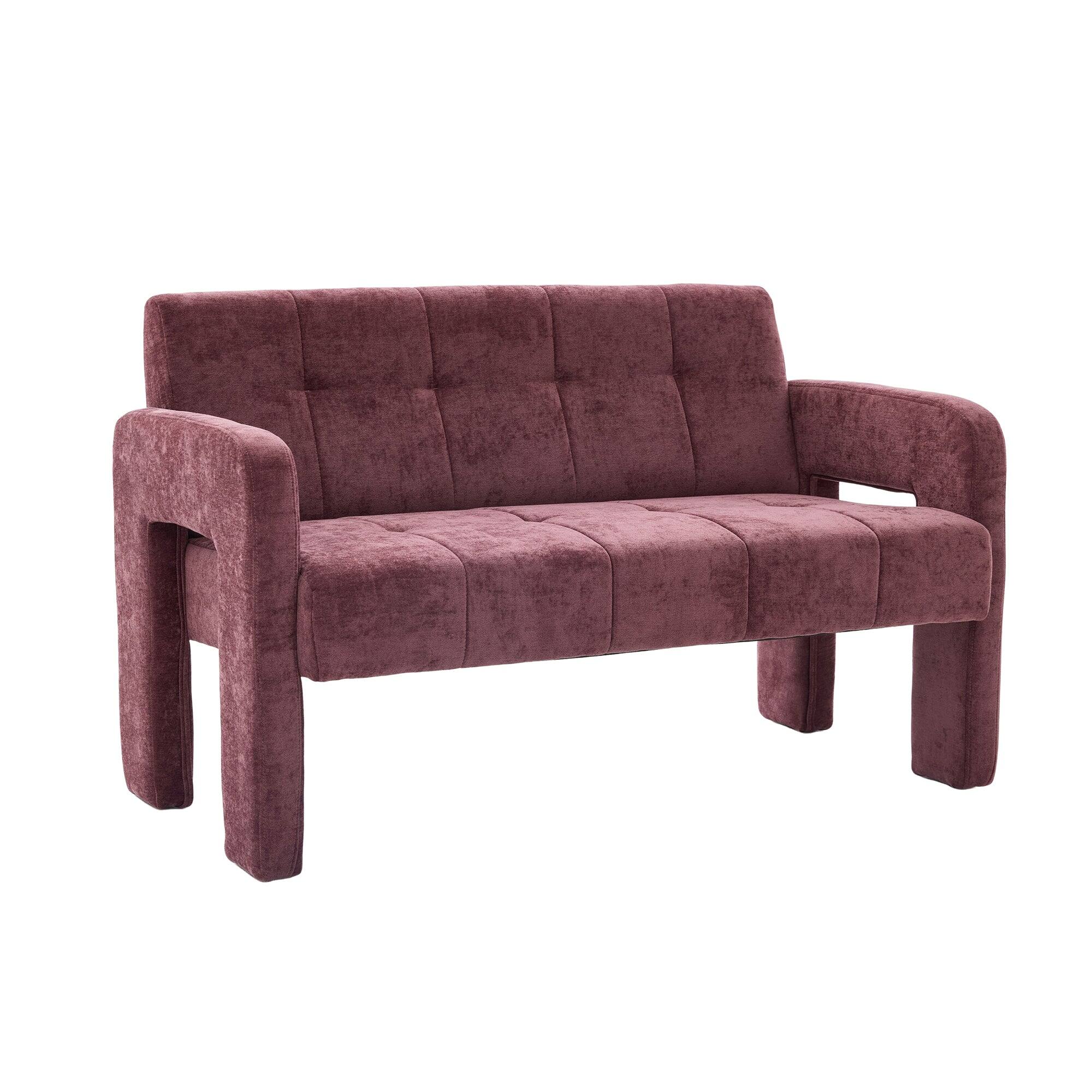 Front. Boyel Living - Nordic Modern Double Armchair Compact Upholstered 2 Seater with Dual Armrests for Living Room and Bedroom Wine Red - WINE RED.