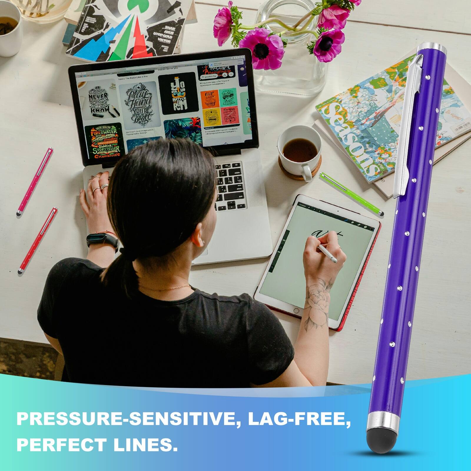 SAK - POPOLD - CPOM Clati NEVER ER KROW Harr TYDIRE Tat BOK PIRA EMATER C a C SAUTTHR J Ore So 0 PM NO BK RM T - GT F - 2 1T - . . - - - -. Seasons Kon 1 PRESSURE-SENSITIVE, LAG-FREE, PERFECT LINES.