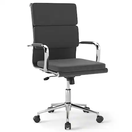 Front. Kadyn - Ergonomic Office Desk Chair - Rocking Backrest, Height-Adjustable Padded Seat, Gray - Gray.