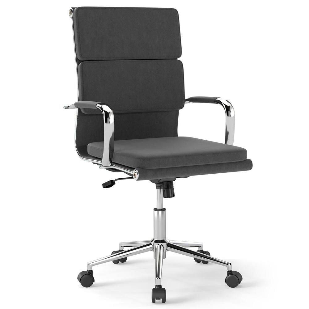 Front. Kadyn - Ergonomic Office Desk Chair - Rocking Backrest, Height-Adjustable Padded Seat, Gray - Gray.