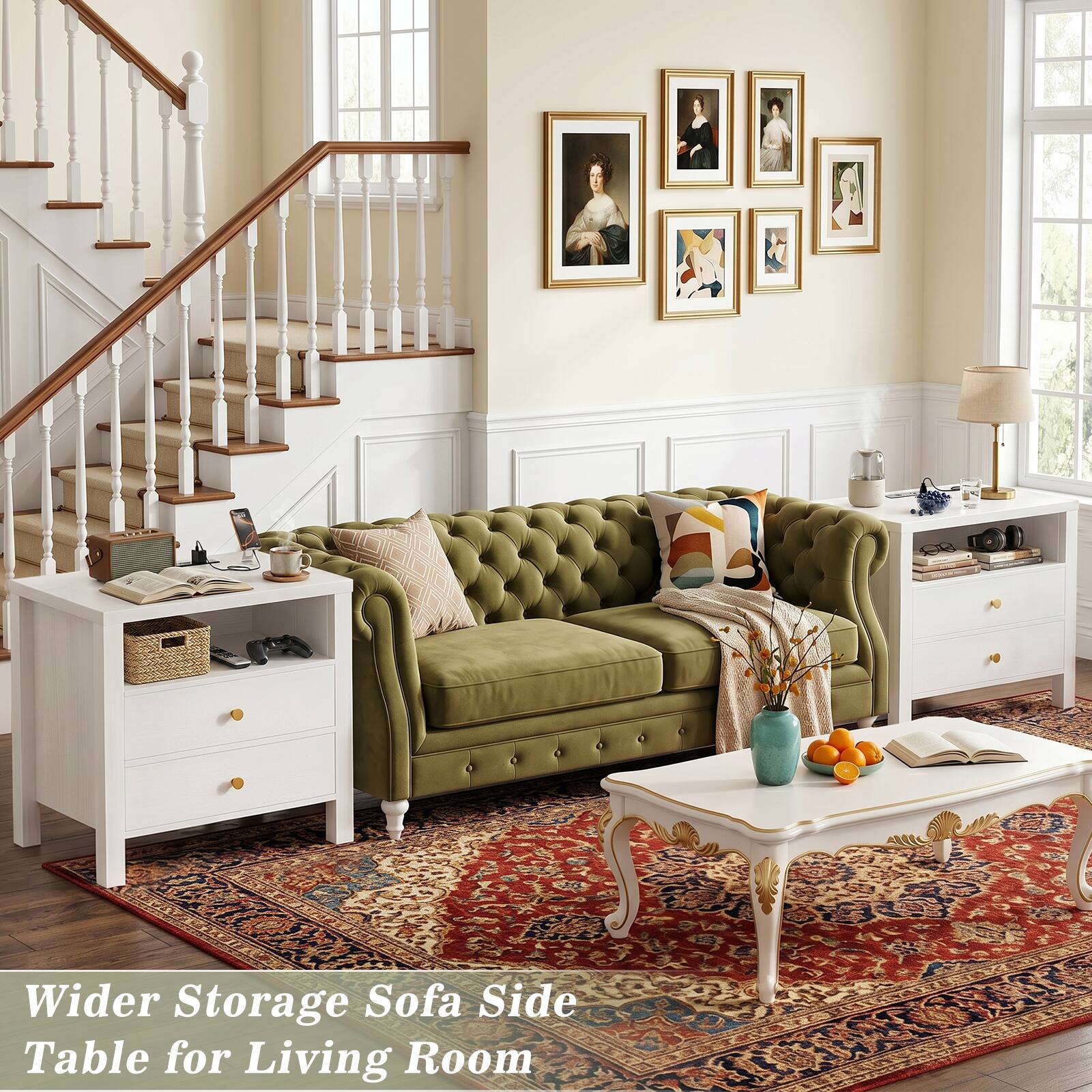 Wider Storage Sofa Side Table for Living Room