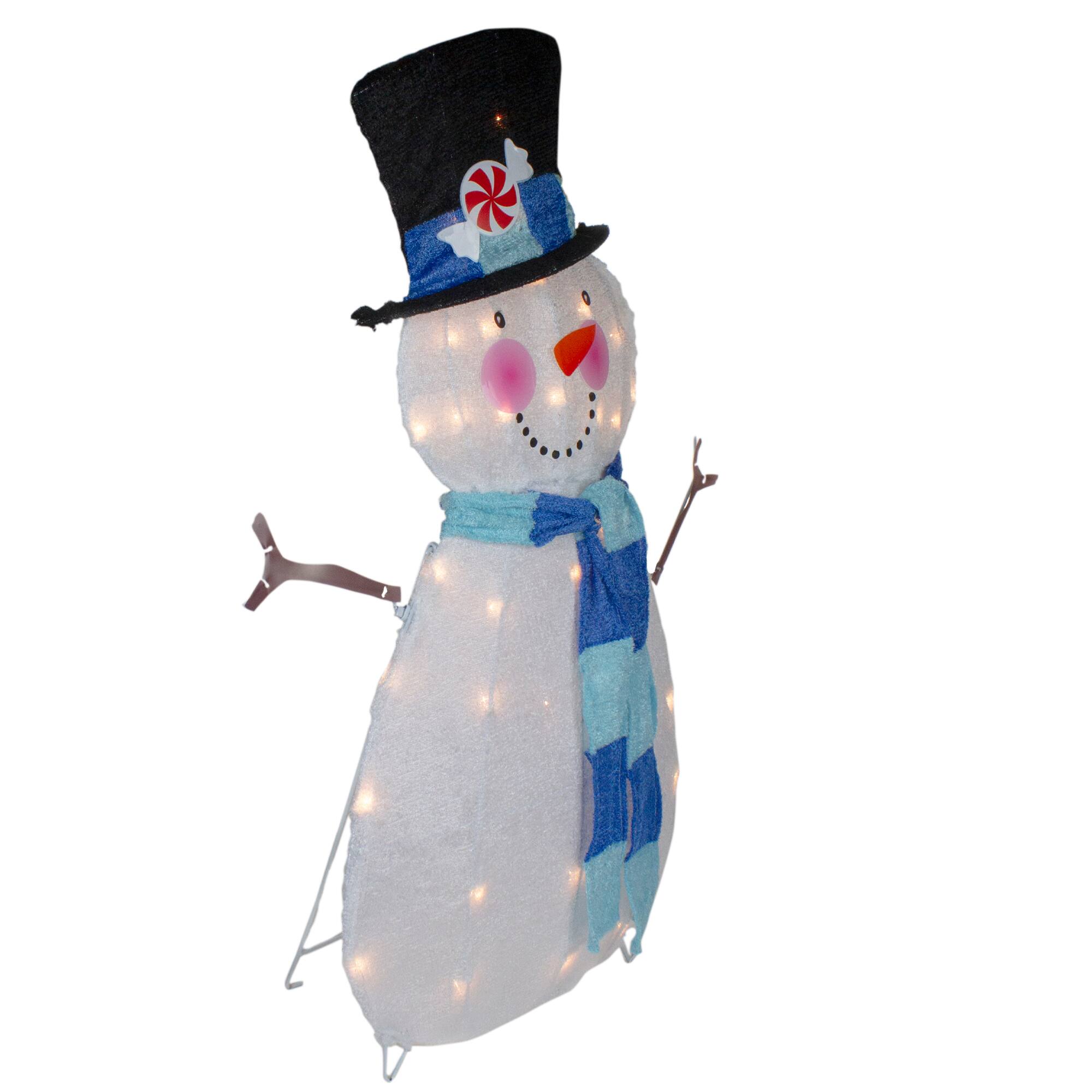 Alt View 2. Northlight - Lighted Chenille Snowman Outdoor Christmas Decoration - 32" - White Lights - White.