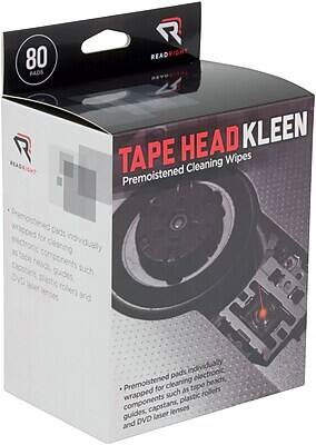 80 PADS  
READRIGHT  
TAPE HEAD KLEEN  
Premoistened Cleaning Wipes  

Premoistened pads individually wrapped for cleaning electronic components such as tape heads, capstans, plastic rollers, and DVD laser lenses.