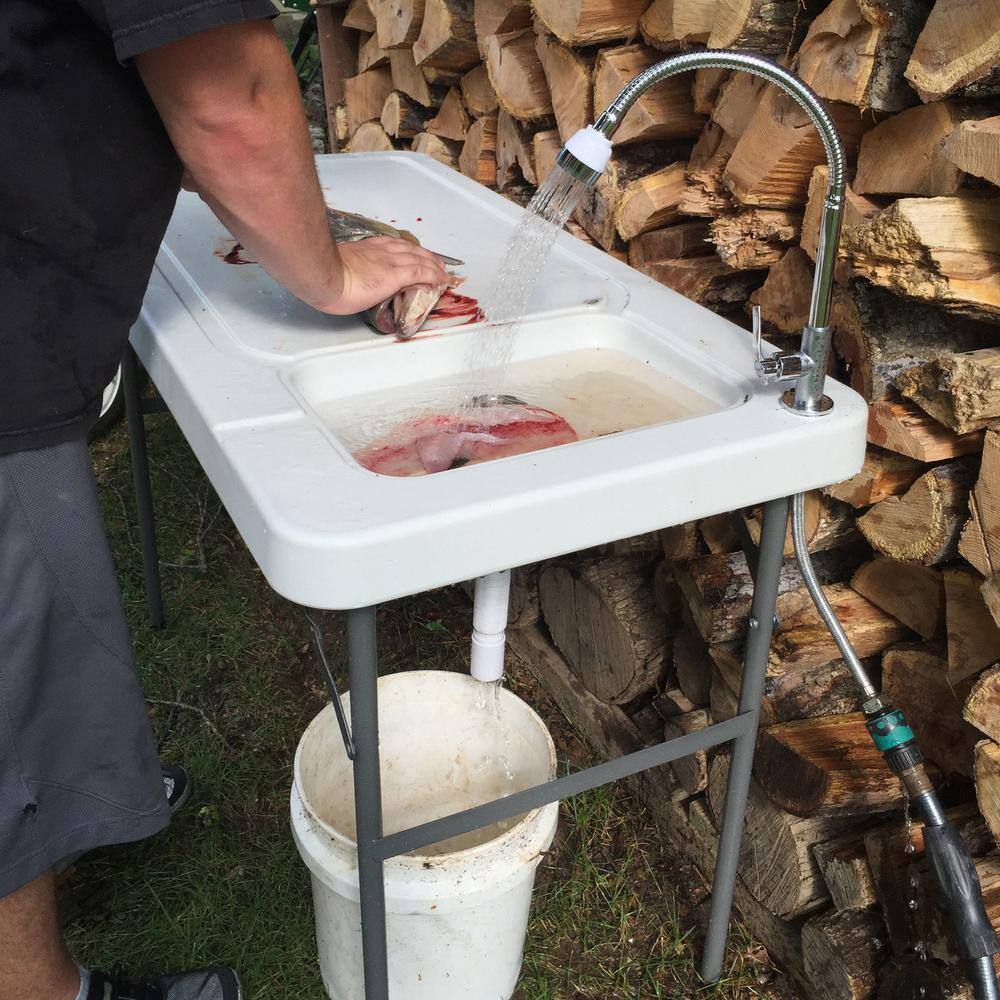 Alt View 7. Sportsman Pro-Series - Folding Fish Table With Faucet - White.