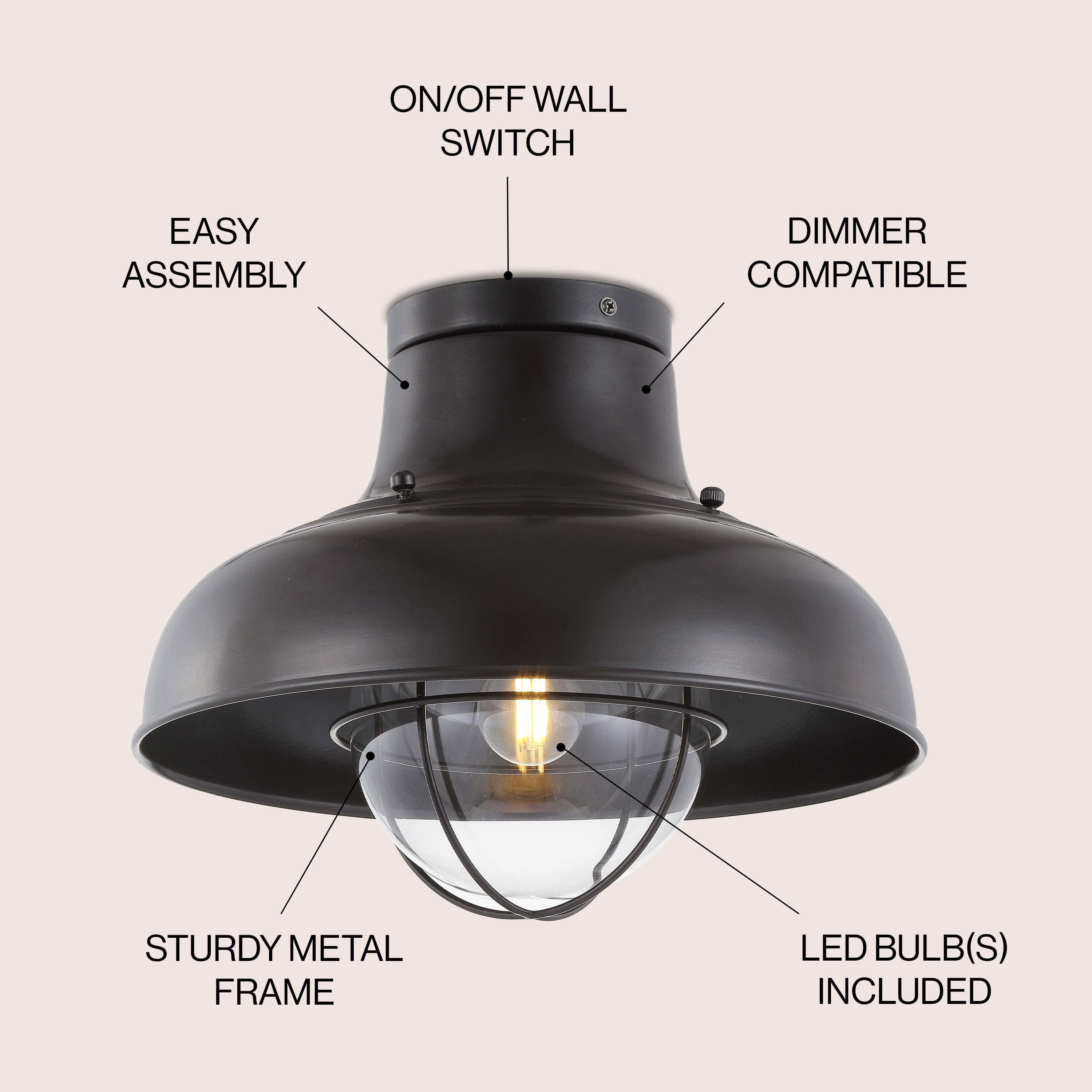 ON/OFF WALL SWITCH  
EASY ASSEMBLY  
DIMMER COMPATIBLE  
STURDY METAL FRAME  
LED BULB(S) INCLUDED