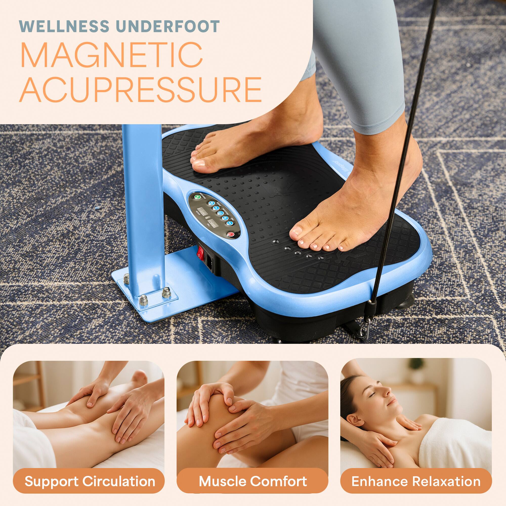 WELLNESS UNDERFOOT  
MAGNETIC ACUPRESSURE  

1. Support Circulation  
2. Muscle Comfort  
3. Enhance Relaxation