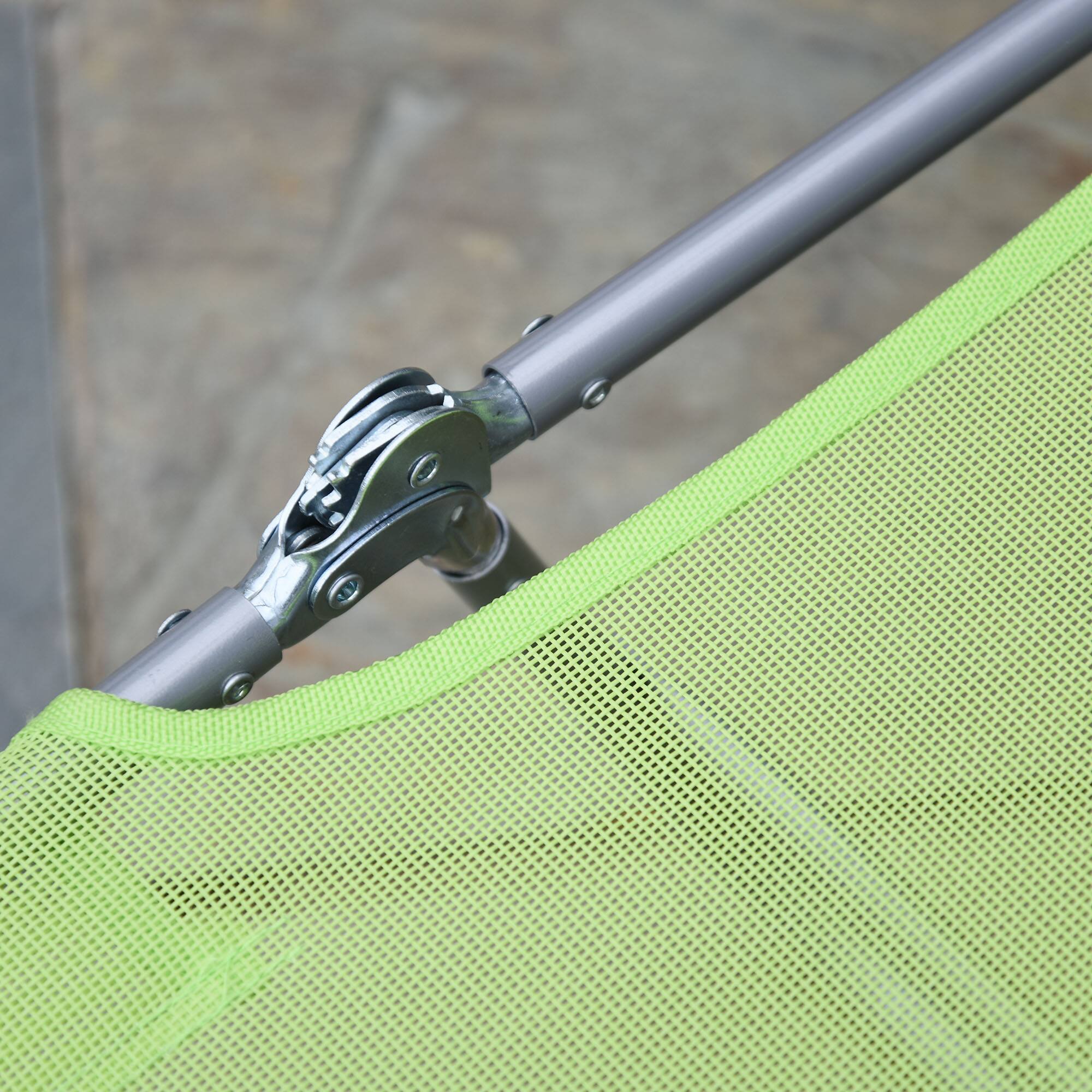 Alt View 7. Outsunny - Folding Chaise Lounge Pool Chairs, Outdoor Sun Tanning Chairs with Pillow, Reclining Back - Green & Sliver.