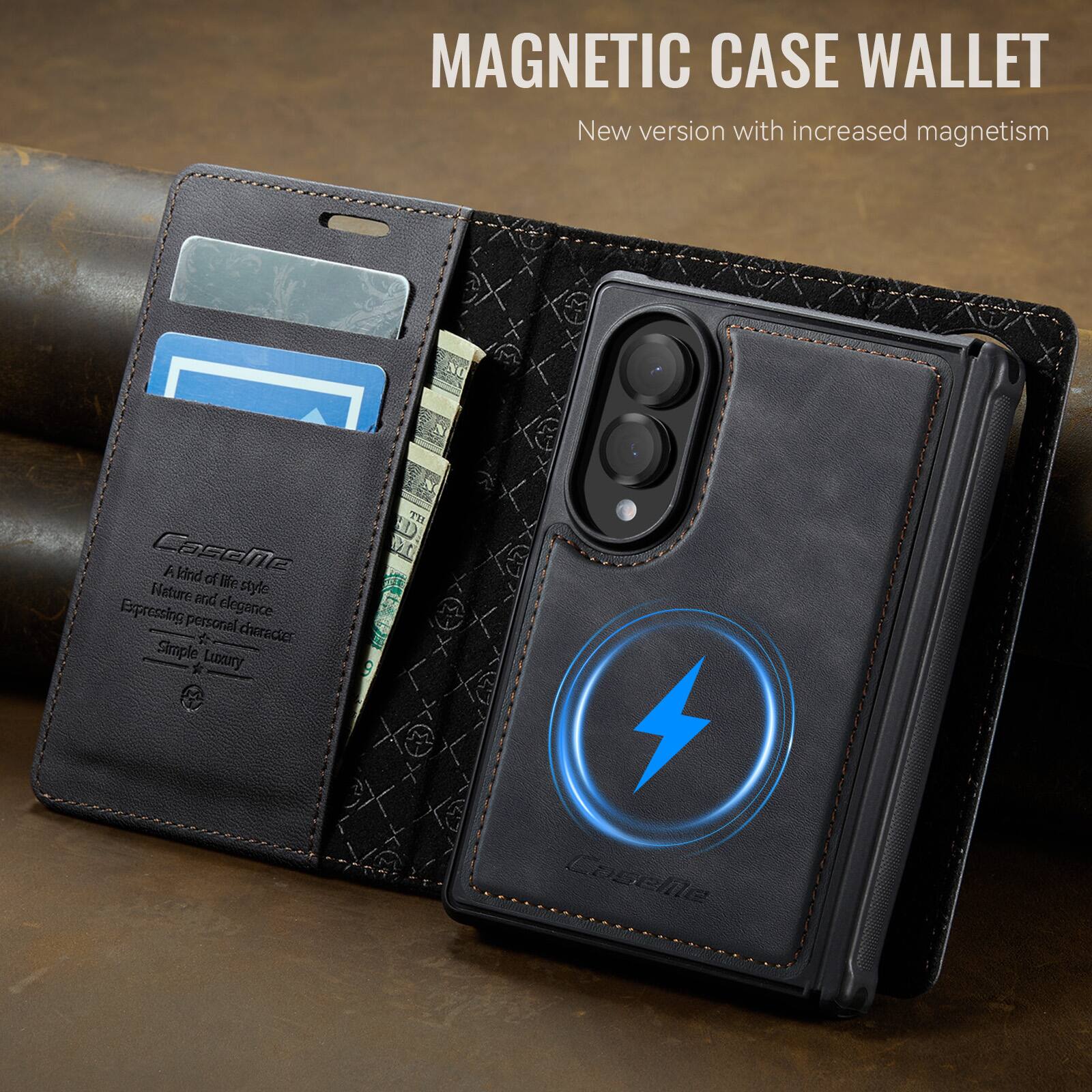MAGNETIC CASE WALLET  
New version with increased magnetism

CasoMe  
A kind of life Nature and style  
Expressing personal elegance.  
character Simple Luxury

Coselle