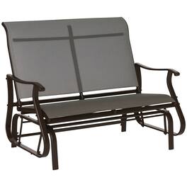 Outsunny - 2-Person Outdoor Glider Bench,Patio Glider Loveseat Chair with Powder Coated Steel Frame,2 Seats Porch Rocking Glider - Gray