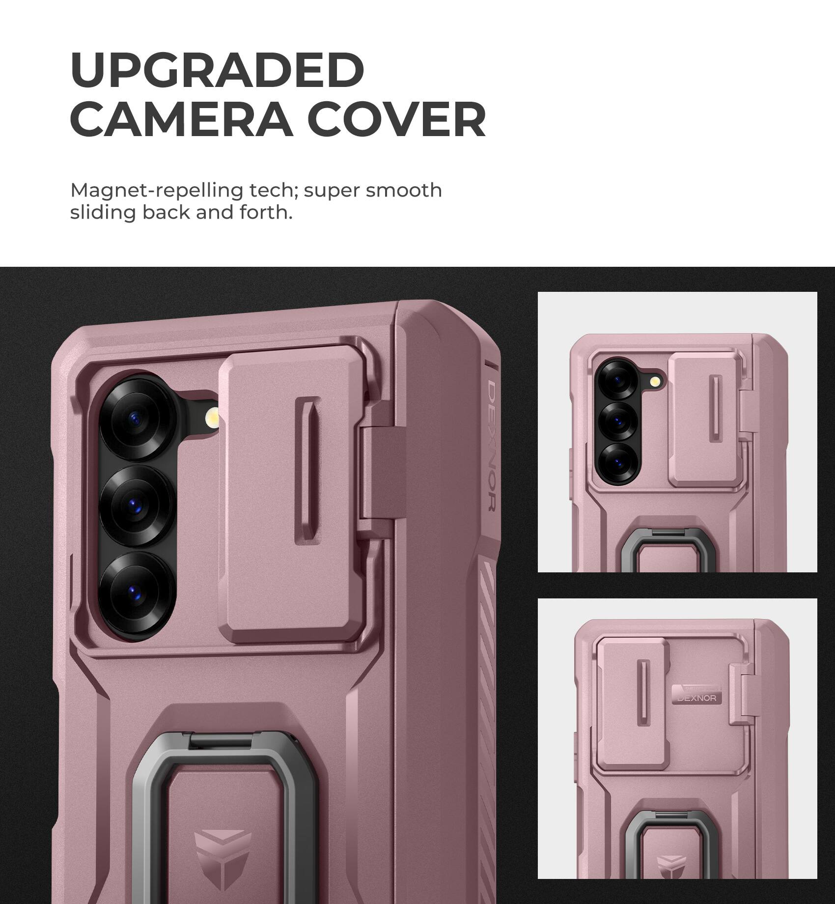 UPGRADED CAMERA COVER Magnet-repelling tech; super smooth sliding back and forth. DEXNOR