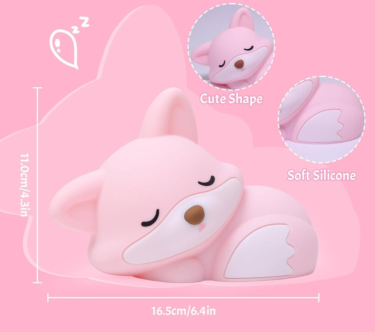 Cute Shape  
11.0cm/4.3in  
Soft Silicone  
16.5cm/6.4in