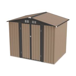 Mondawe - 8FT x 6FT Galvanized Steel Shed with Apex Roof - Brown