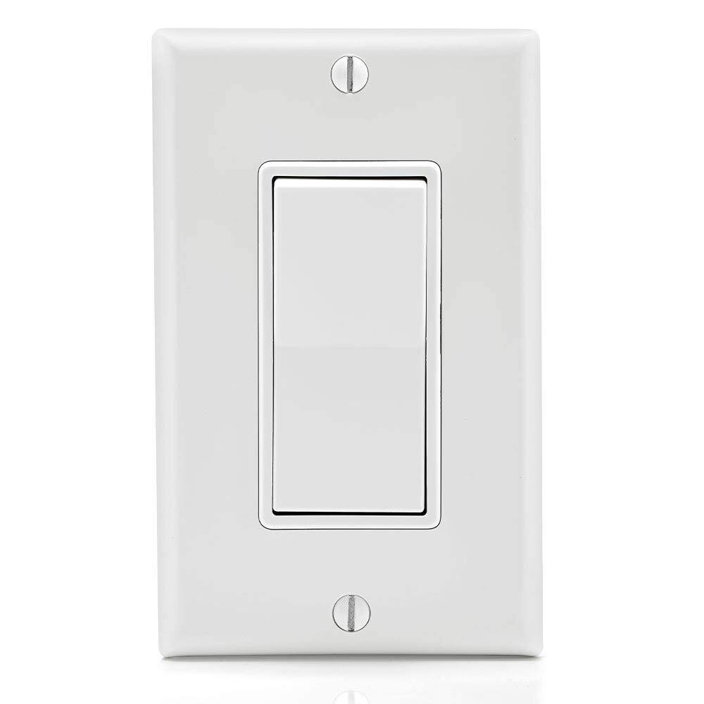 Back. Leviton - Antimicrobial 15A 120/277V Decora Rocker 3-Way Quiet AC Switch (5603-2AW) - White.