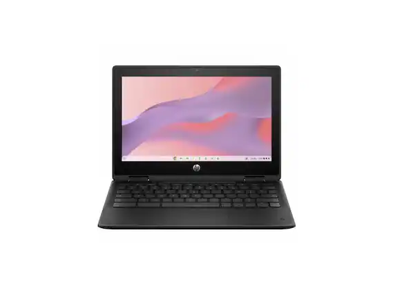 Front. HP - HP Fortis Flip G1m 11.6" Touchscreen Chromebook - 4 GB RAM - 32 GB Storage - Jet Black - Black.